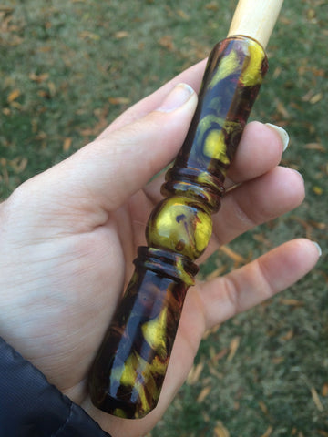 Red and Gold House Swirl Wand in Timey Wimey Style