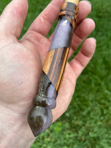 Purple Flower and Zebrawood Wand - One of a Kind - Summer Wands 2022