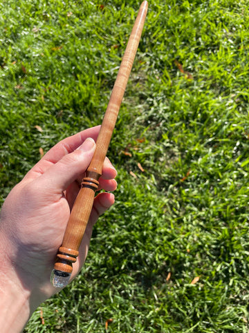 Curled Satinwood with Starry Glass End Wand - One of a Kind
